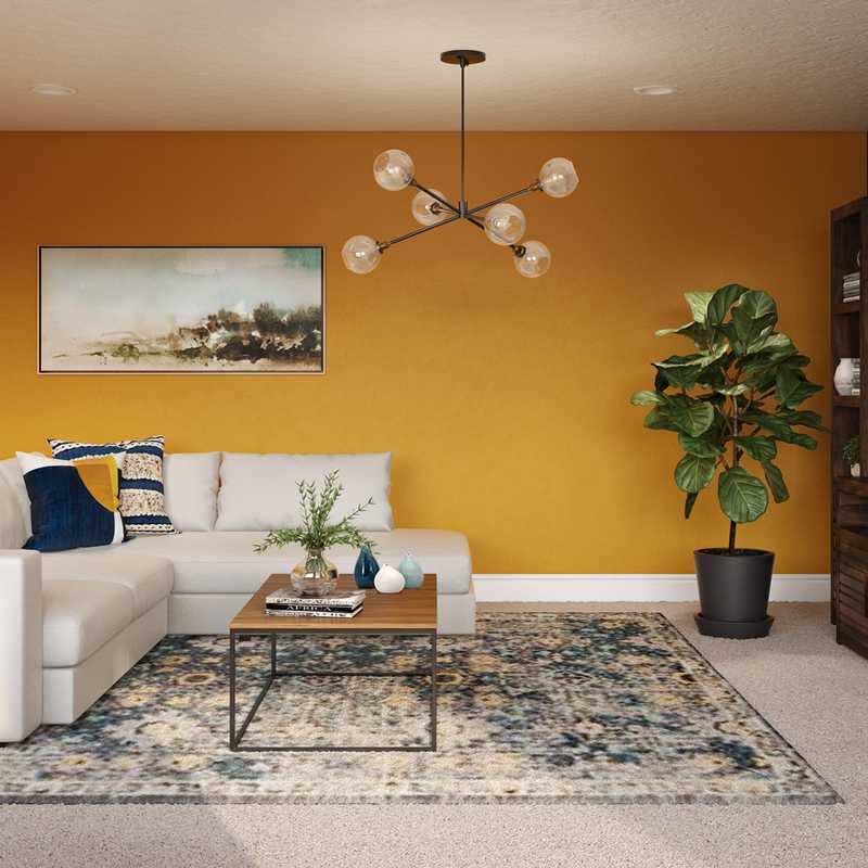 Eclectic, Industrial, Farmhouse, Rustic Living Room Design by Havenly Interior Designer Waleska