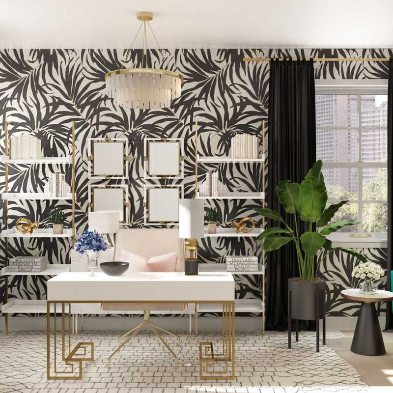 Contemporary, Glam Office Design by Havenly Interior Designer Melisa