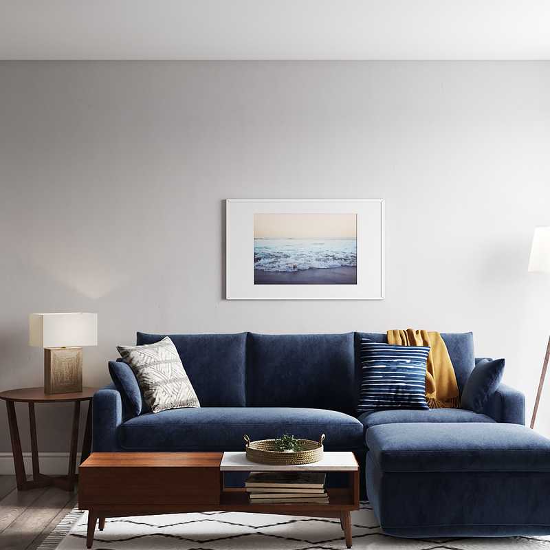 Bohemian, Midcentury Modern Living Room Design by Havenly Interior Designer Ella