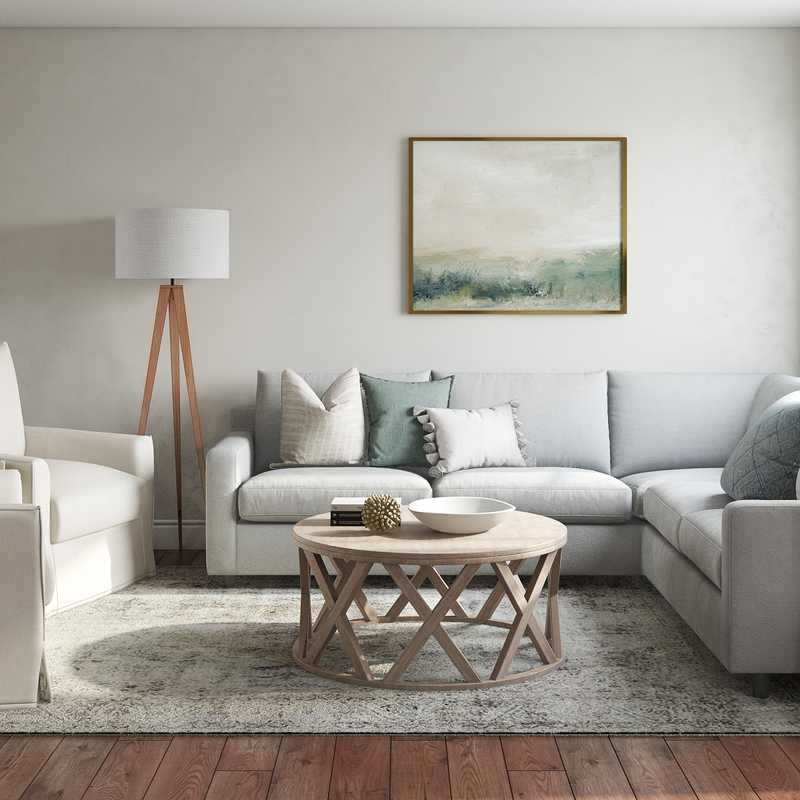 Bohemian, Coastal, Farmhouse Living Room Design by Havenly Interior Designer Laura