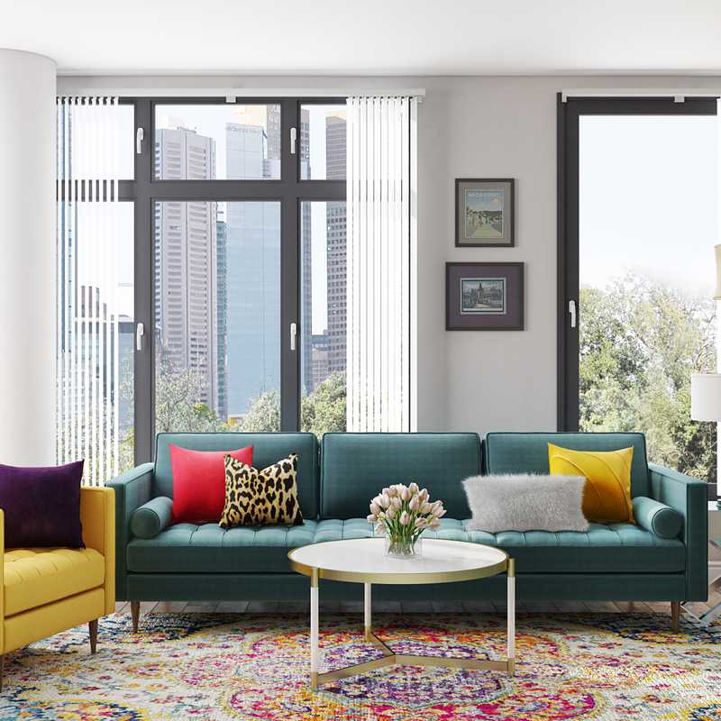 Contemporary, Glam, Preppy Living Room Design by Havenly Interior Designer Randi