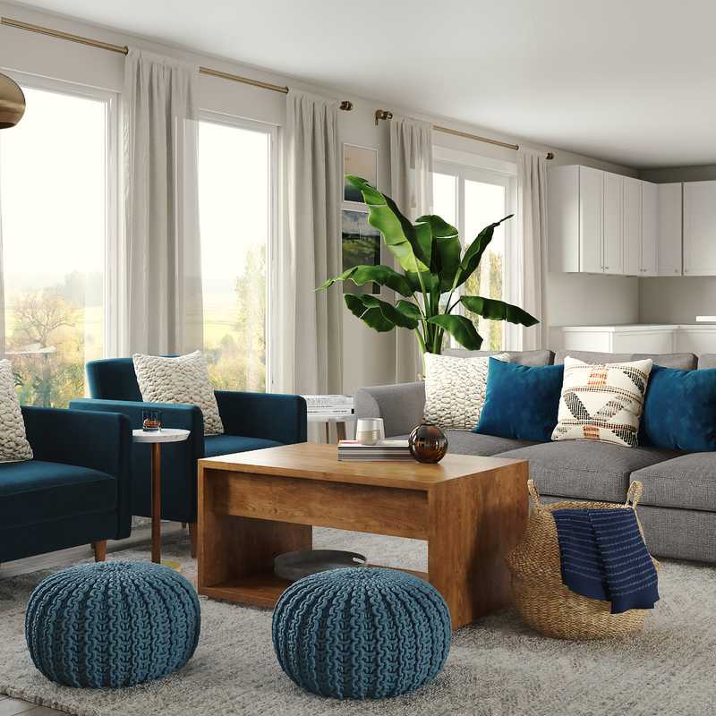 Contemporary, Midcentury Modern Living Room Design by Havenly Interior Designer Anny