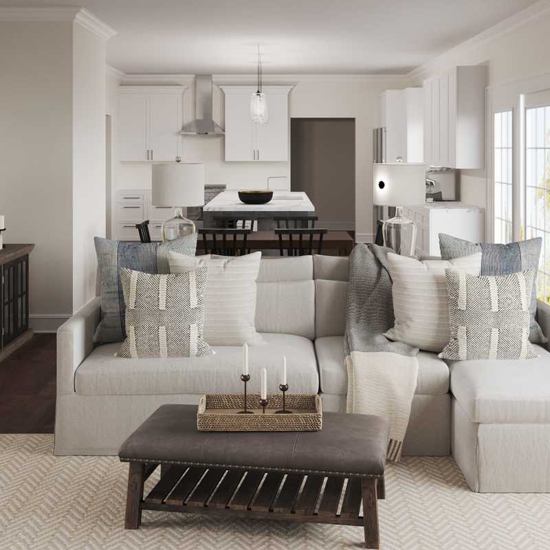 Coastal, Farmhouse, Transitional Living Room Design by Havenly Interior Designer Sara