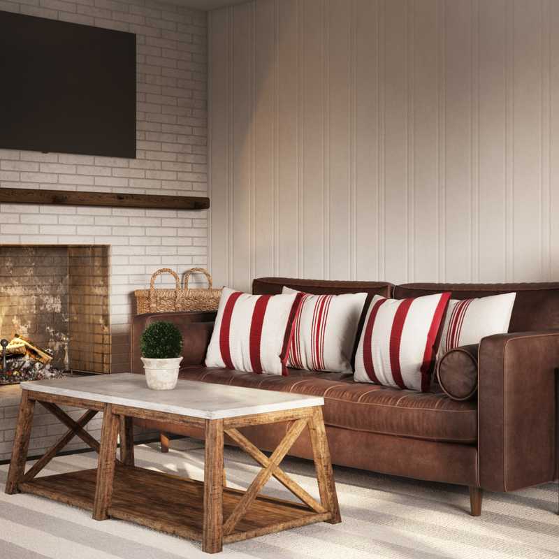Contemporary, Farmhouse Living Room Design by Havenly Interior Designer Ashley