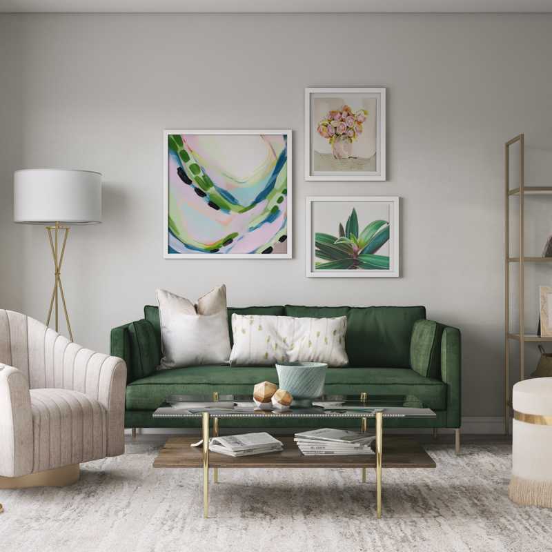 Eclectic, Bohemian, Glam, Global Living Room Design by Havenly Interior Designer Emily