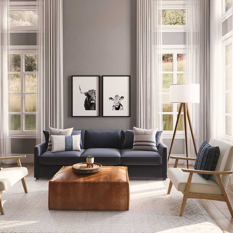 Bohemian, Midcentury Modern Living Room Design by Havenly Interior Designer Emma