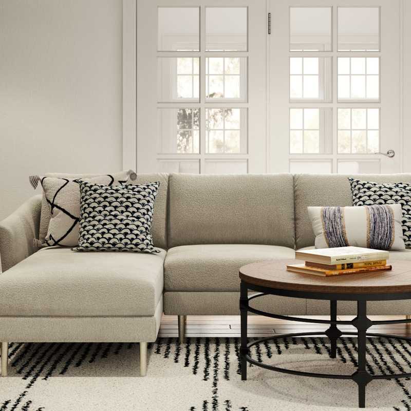 Contemporary, Modern, Bohemian, Midcentury Modern, Scandinavian Living Room Design by Havenly Interior Designer Emma