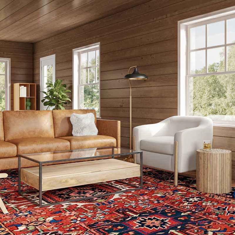 Vintage, Midcentury Modern Living Room Design by Havenly Interior Designer Dayu