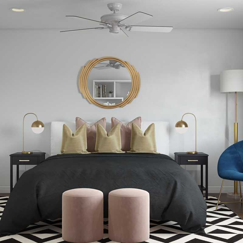 Glam, Midcentury Modern Bedroom Design by Havenly Interior Designer Jessica