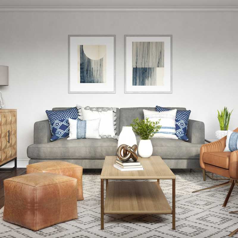 Bohemian, Transitional Living Room Design by Havenly Interior Designer Kaity
