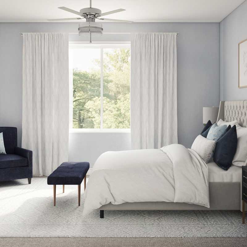 Glam, Midcentury Modern Bedroom Design by Havenly Interior Designer Kristina