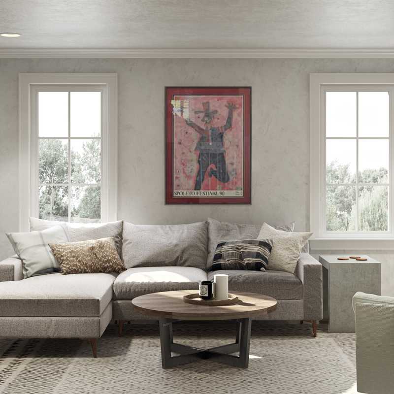 Contemporary, Industrial, Midcentury Modern Living Room Design by Havenly Interior Designer Erin