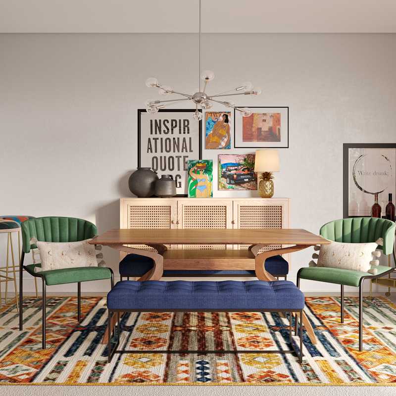 Eclectic, Bohemian, Global, Midcentury Modern Dining Room Design by Havenly Interior Designer Natalie