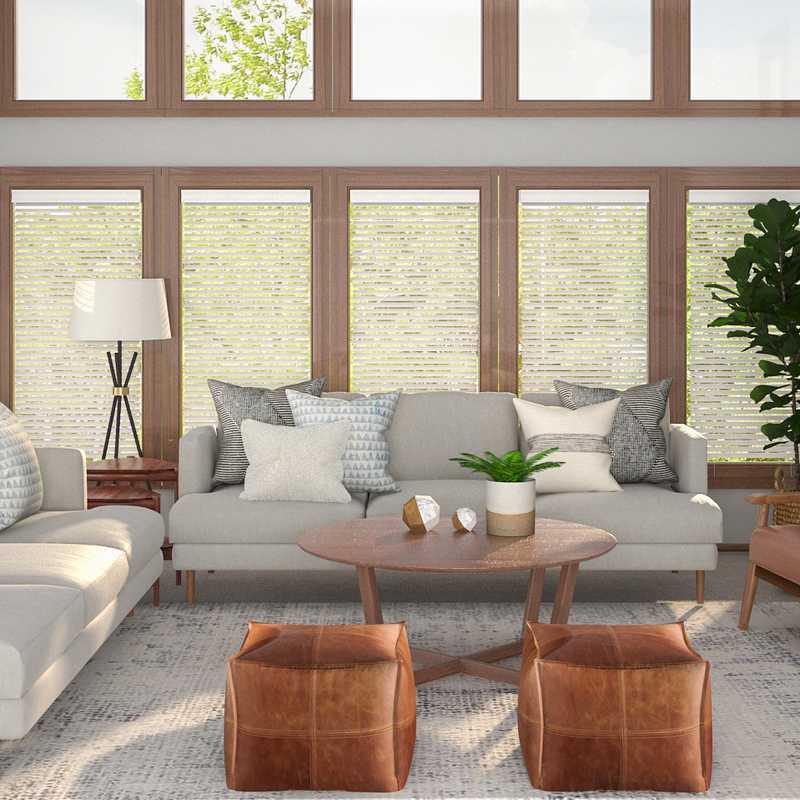 Bohemian, Transitional, Midcentury Modern Living Room Design by Havenly Interior Designer Kaity