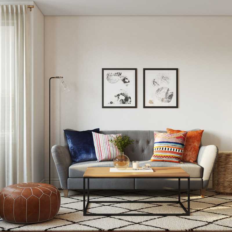 Bohemian, Global, Midcentury Modern Living Room Design by Havenly Interior Designer Legacy