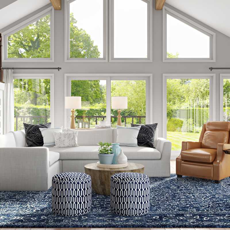 Modern, Coastal, Farmhouse Living Room Design by Havenly Interior Designer Stacy
