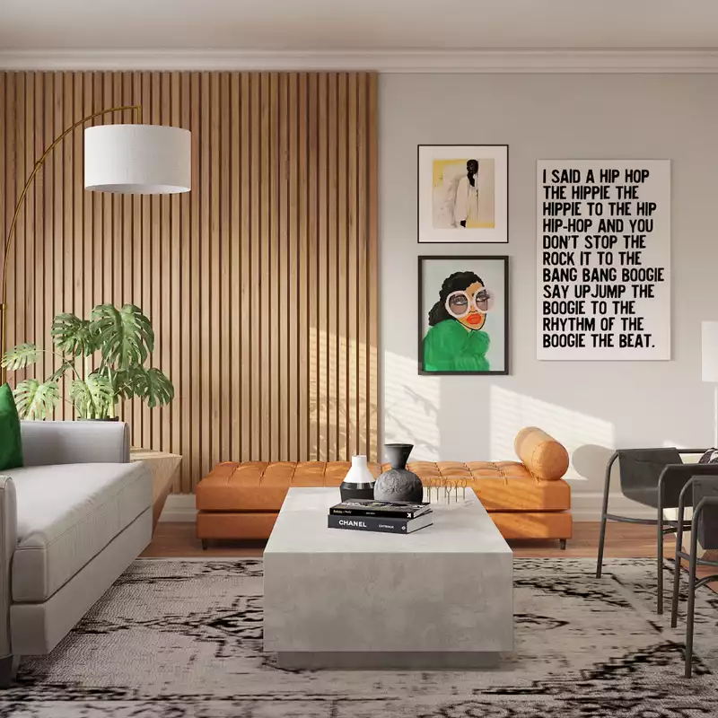 Modern, Eclectic, Midcentury Modern Living Room Design by Havenly Interior Designer Catrina