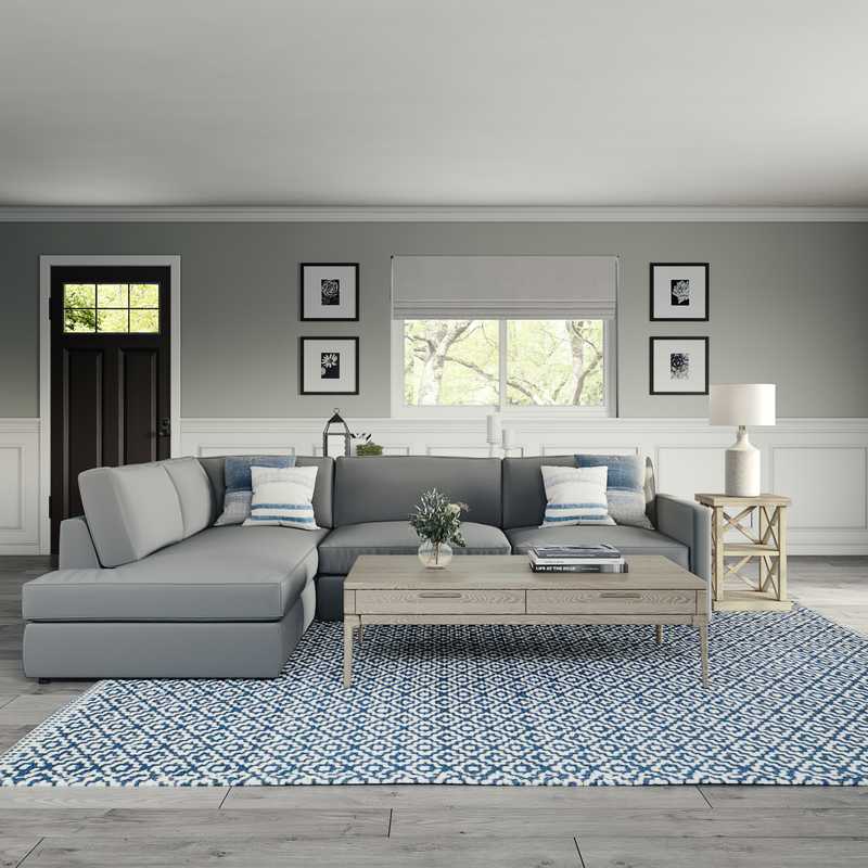 Coastal, Transitional Living Room Design by Havenly Interior Designer Caroline