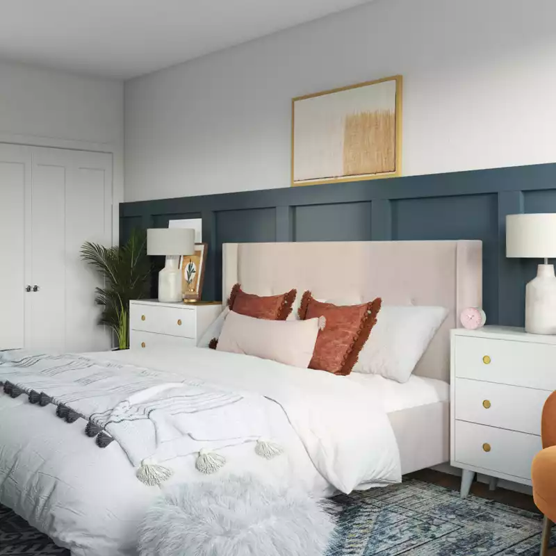 Bohemian, Midcentury Modern Bedroom Design by Havenly Interior Designer Kelsey