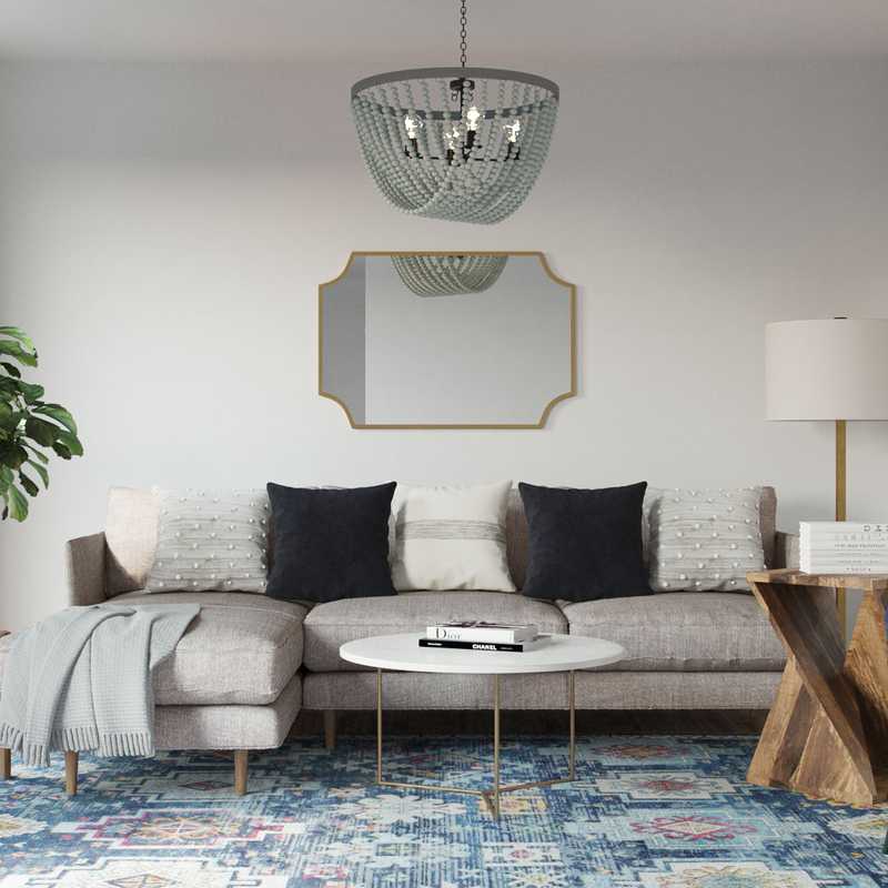 Bohemian, Coastal Living Room Design by Havenly Interior Designer Jessica