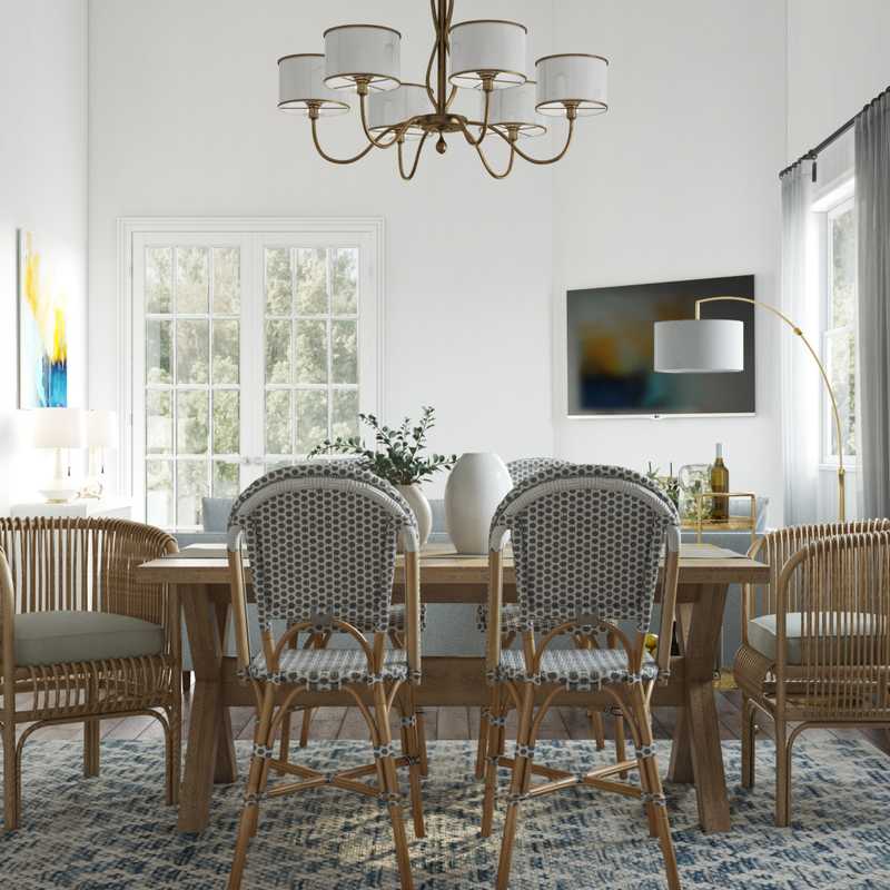 Coastal, Farmhouse, Transitional, Preppy Dining Room Design by Havenly Interior Designer Lisa