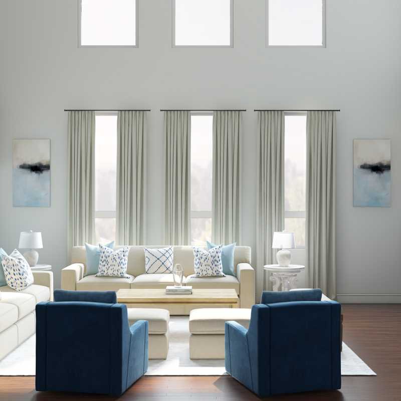 Coastal, Farmhouse Living Room Design by Havenly Interior Designer Shirley