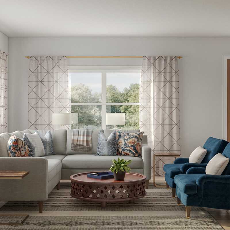 Classic, Coastal, Transitional Living Room Design by Havenly Interior Designer Rachel