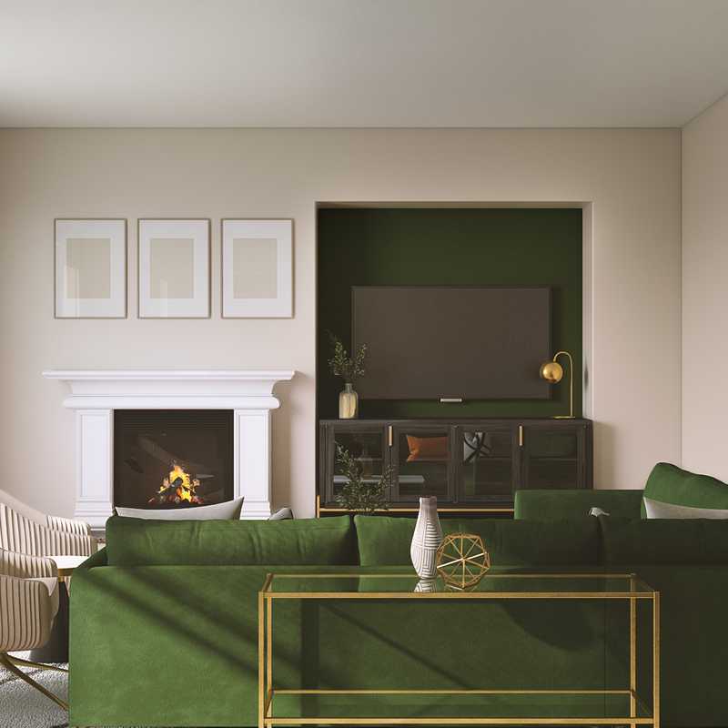 Bohemian, Glam, Midcentury Modern Living Room Design by Havenly Interior Designer Kayleigh