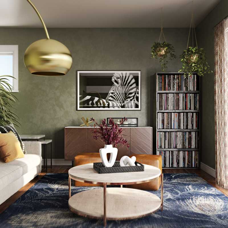 Eclectic, Bohemian, Glam Living Room Design by Havenly Interior Designer Pradnya
