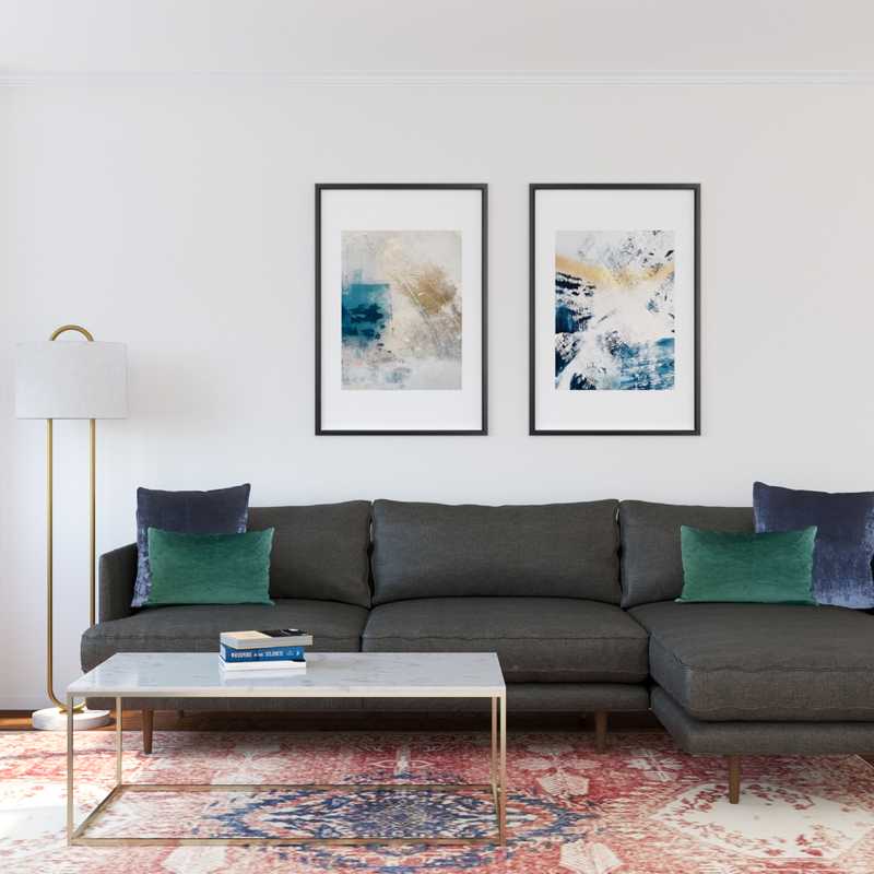 Contemporary, Modern, Midcentury Modern Living Room Design by Havenly Interior Designer Megan