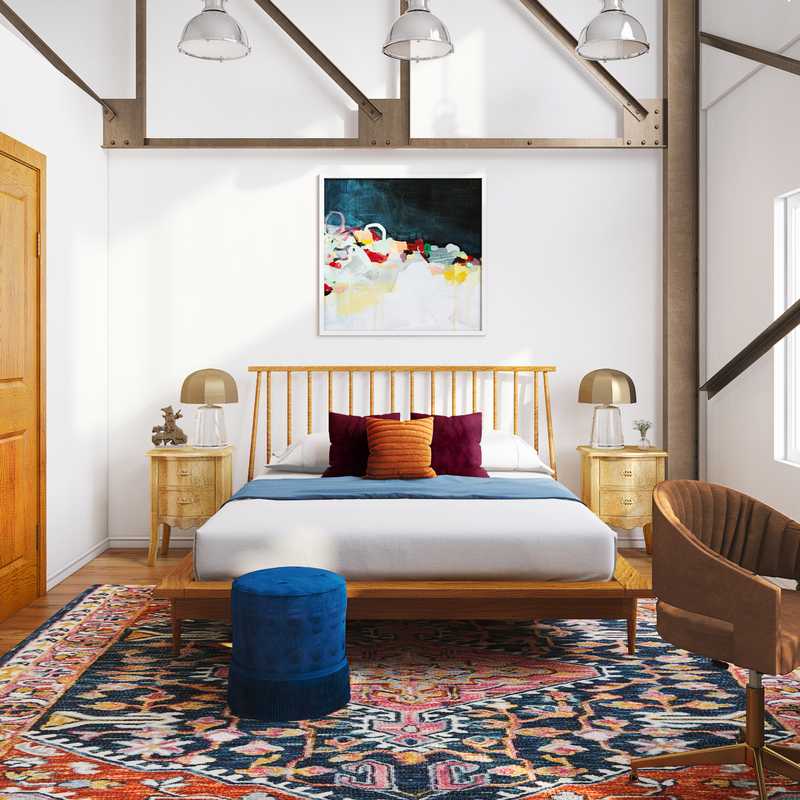 Eclectic, Midcentury Modern Bedroom Design by Havenly Interior Designer Justin