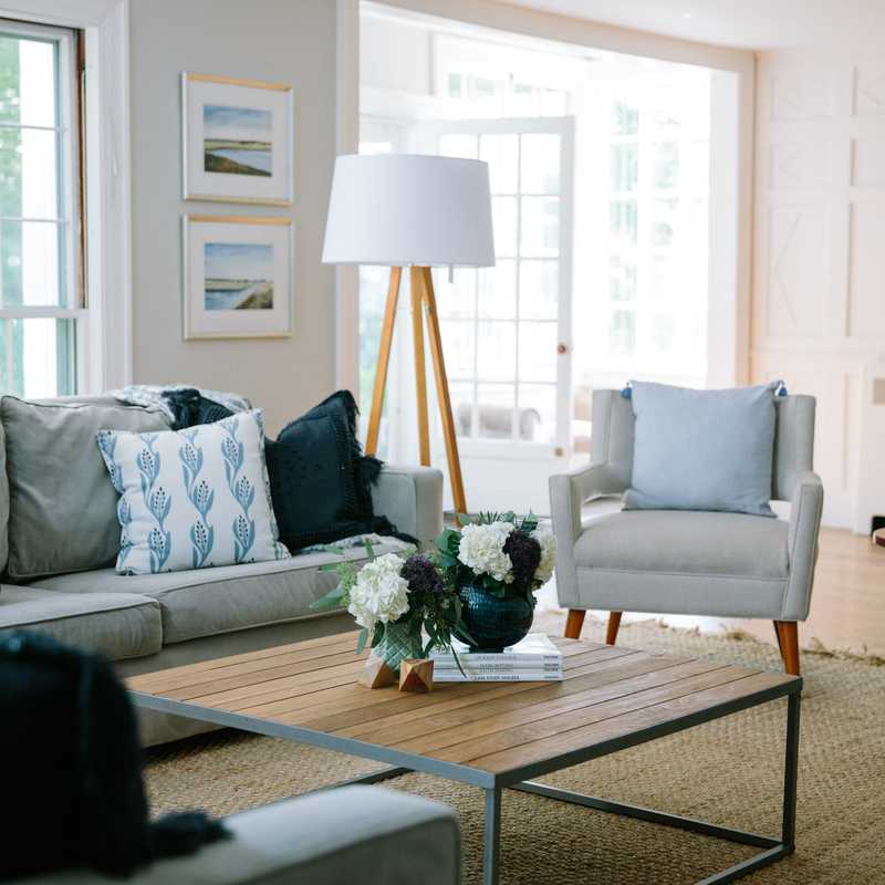 Contemporary, Coastal Living Room Design by Havenly Interior Designer Kylee