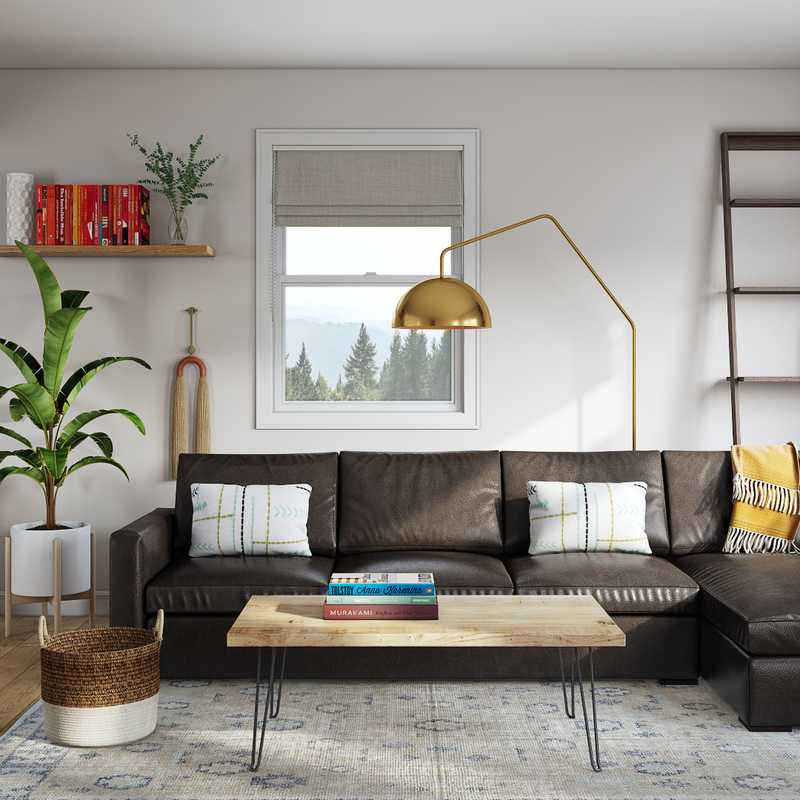 Bohemian, Global, Midcentury Modern Living Room Design by Havenly Interior Designer Logan