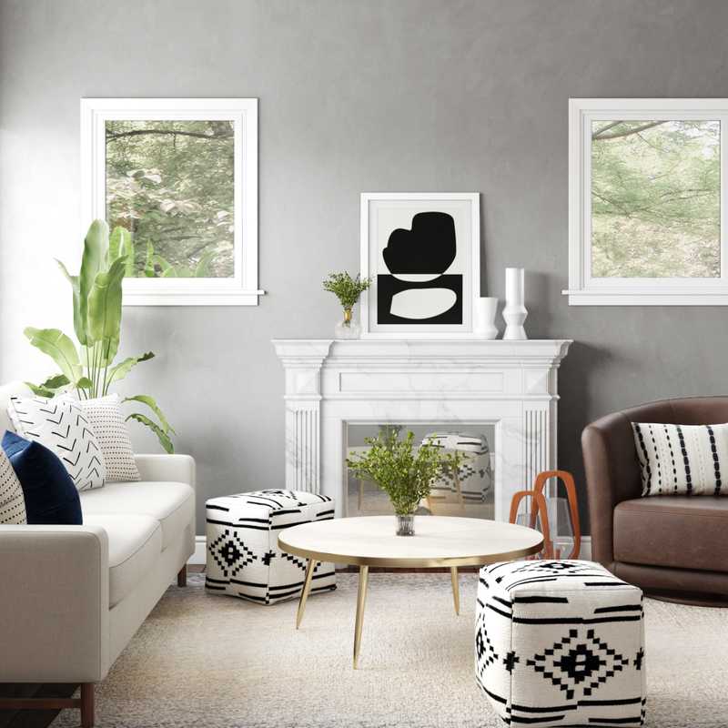Bohemian, Midcentury Modern, Scandinavian Living Room Design by Havenly Interior Designer Taelor