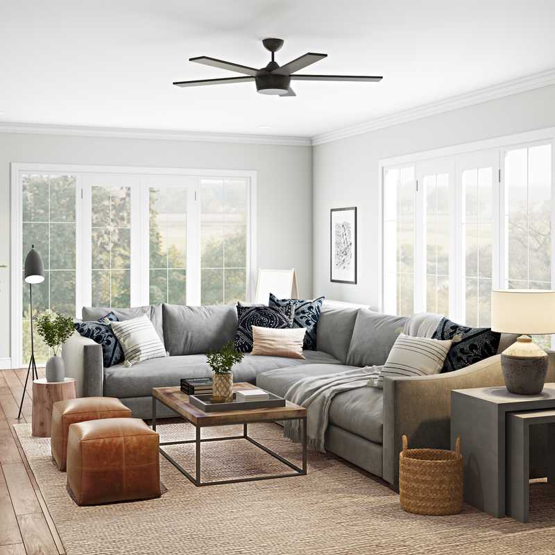 Eclectic, Coastal Living Room Design by Havenly Interior Designer Nichole