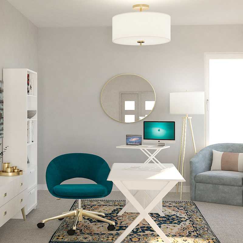 Eclectic, Glam Office Design by Havenly Interior Designer Brianna
