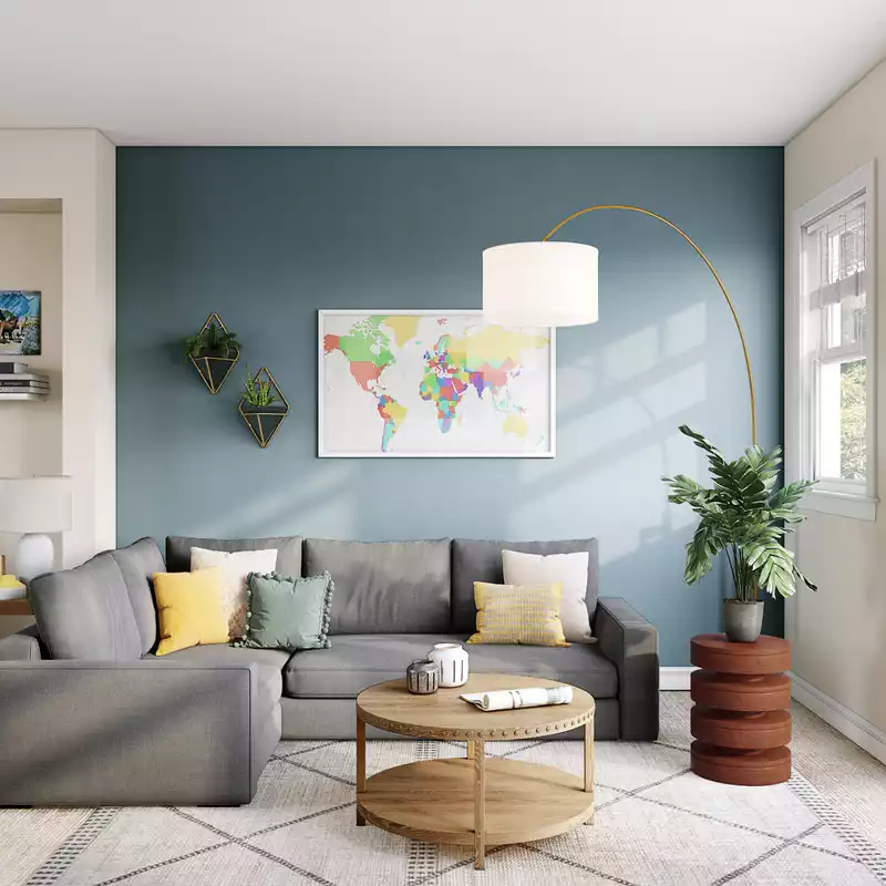 Bohemian Living Room Design by Havenly Interior Designer Fendy