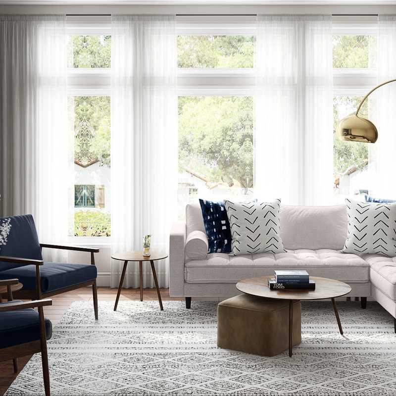 Bohemian, Midcentury Modern, Scandinavian Living Room Design by Havenly Interior Designer Carsey