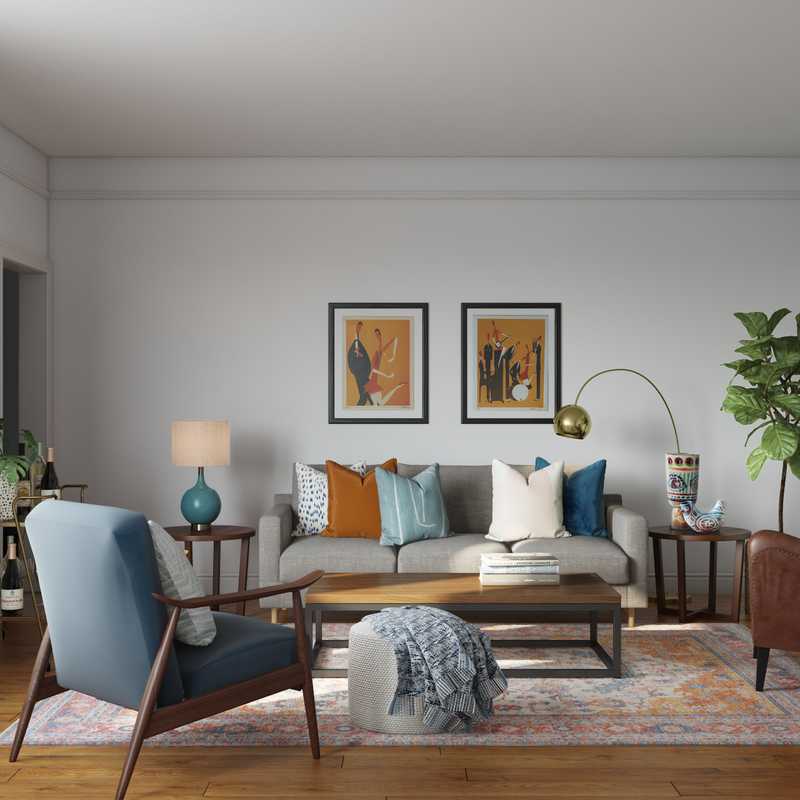 Eclectic, Bohemian, Midcentury Modern Living Room Design by Havenly Interior Designer Dani