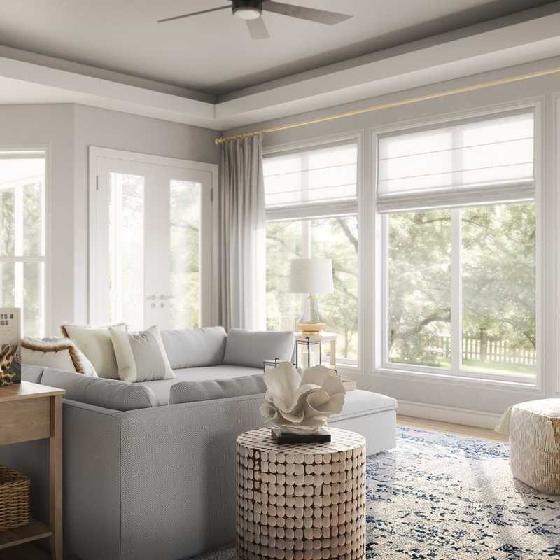 Coastal, Farmhouse Living Room Design by Havenly Interior Designer Amelia