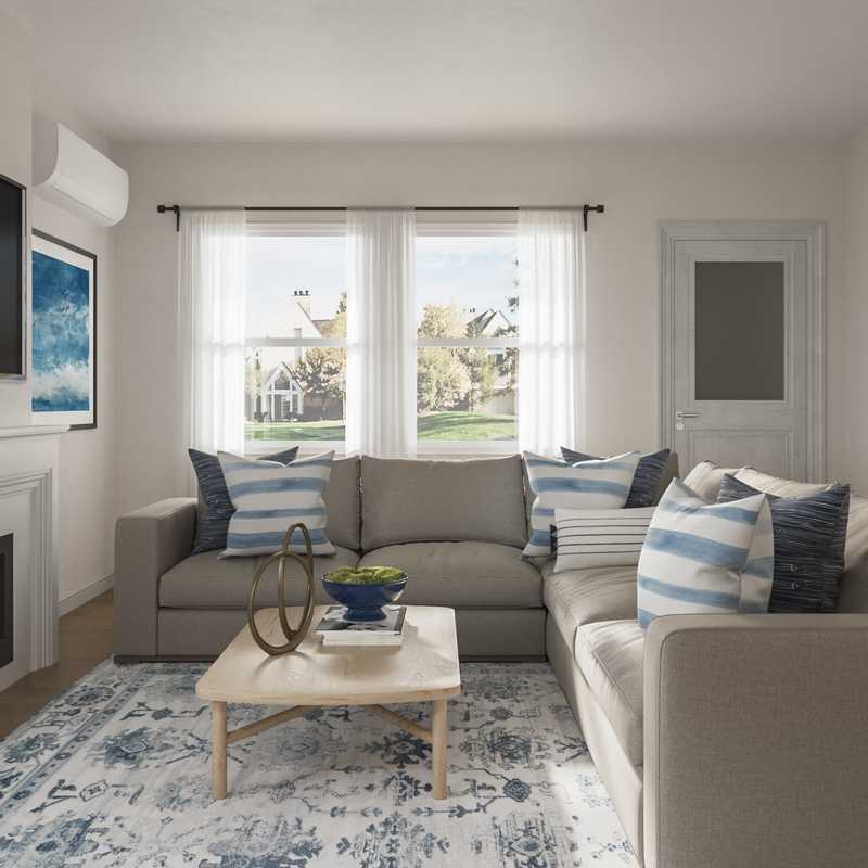 Contemporary, Coastal, Transitional Living Room Design by Havenly Interior Designer Meghan