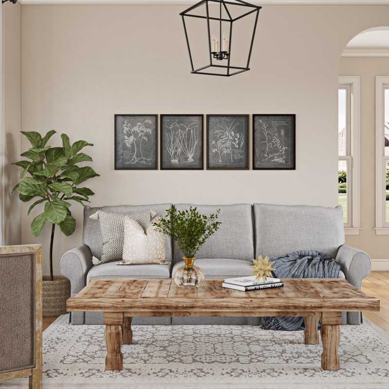 Modern, Industrial, Farmhouse, Vintage Living Room Design by Havenly Interior Designer Regina