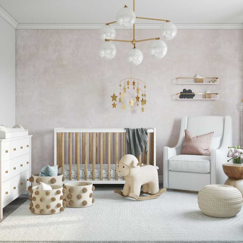 Bohemian, Glam, Traditional Nursery Design by Havenly Interior Designer Maria