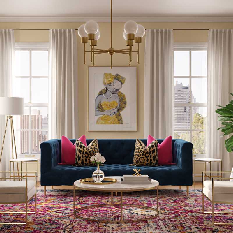 Eclectic, Glam Living Room Design by Havenly Interior Designer Shameika