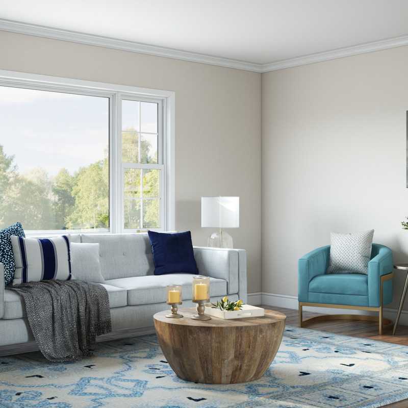 Coastal, Glam Living Room Design by Havenly Interior Designer Natalie
