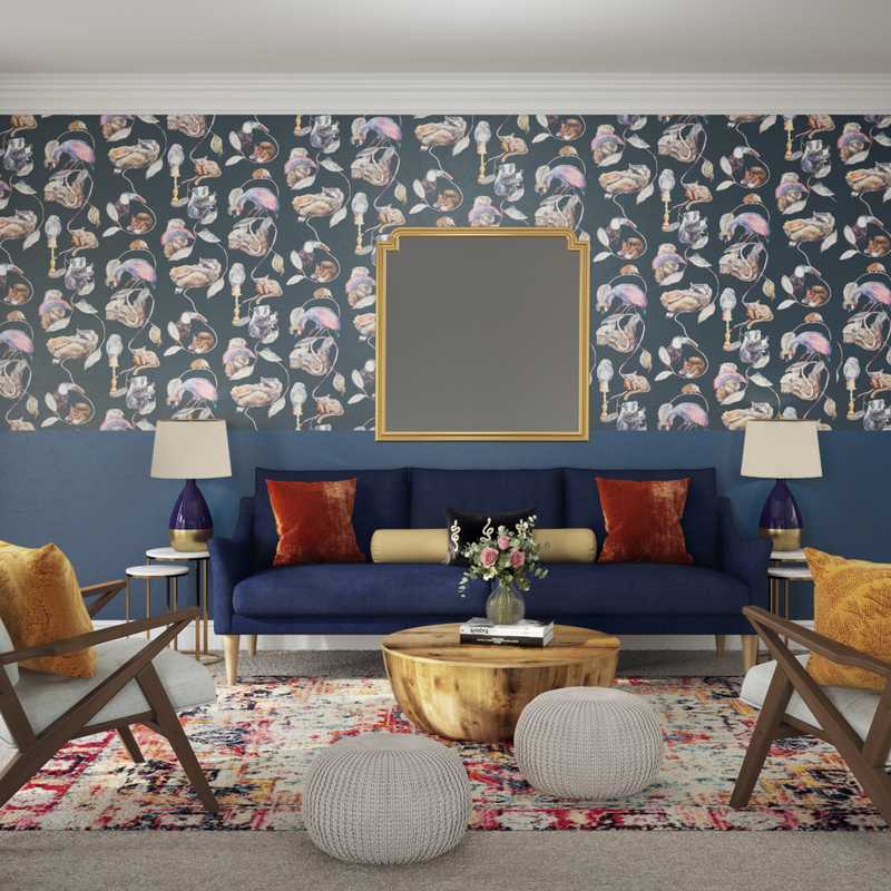 Bohemian, Glam Living Room Design by Havenly Interior Designer Jenna