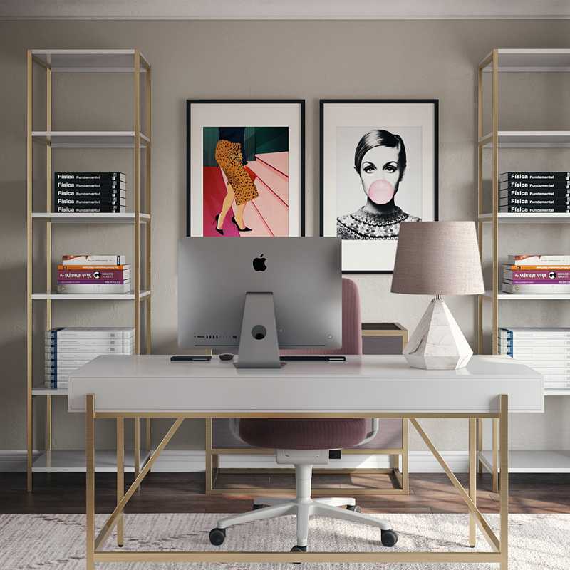 Contemporary, Eclectic, Glam Office Design by Havenly Interior Designer Erin