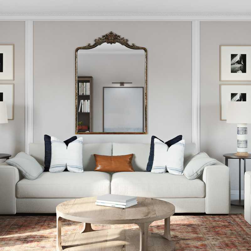 Modern, Classic, Coastal, Glam, Transitional, Preppy Living Room Design by Havenly Interior Designer Amanda