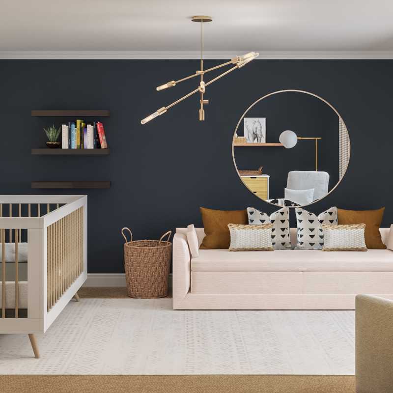 Bohemian, Midcentury Modern Nursery Design by Havenly Interior Designer Savannah