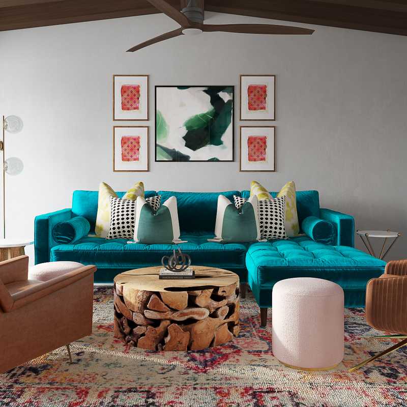 Modern, Eclectic, Bohemian Living Room Design by Havenly Interior Designer Abi